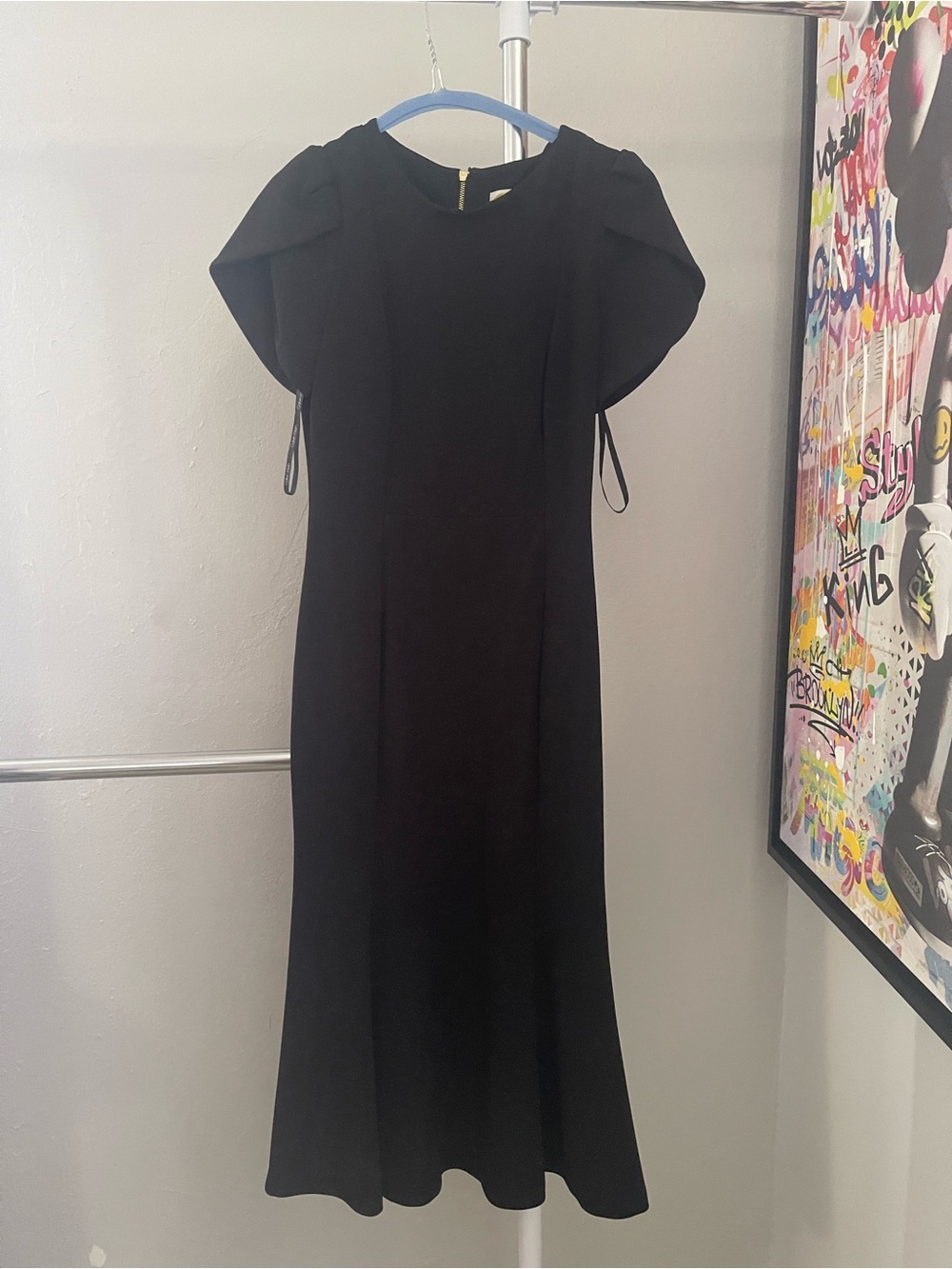 Calvin Klein Black Maxi Dress with Puff Cap Sleeves